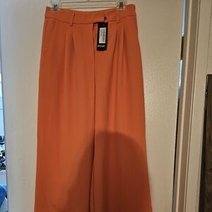 Nasty Gal Orange wide leg trousers, size 6, new with tags